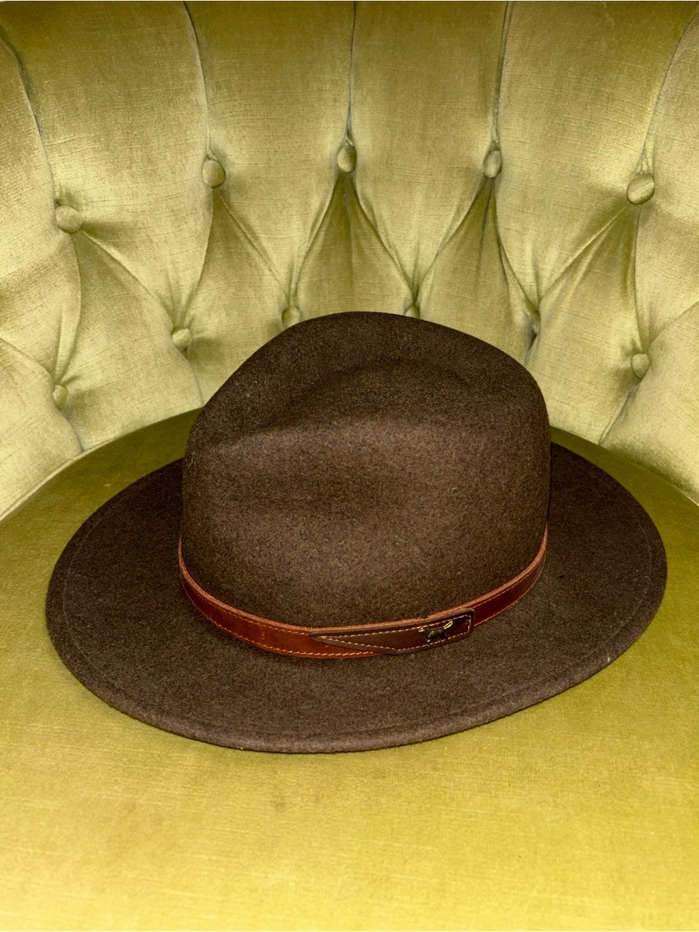 Orvis Crushable Water Repellent Wool Felt Fedora Hat Cap Size Large Made In USA